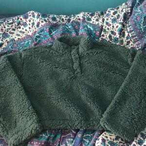 Cropped teal Sherpa with tags, size small.